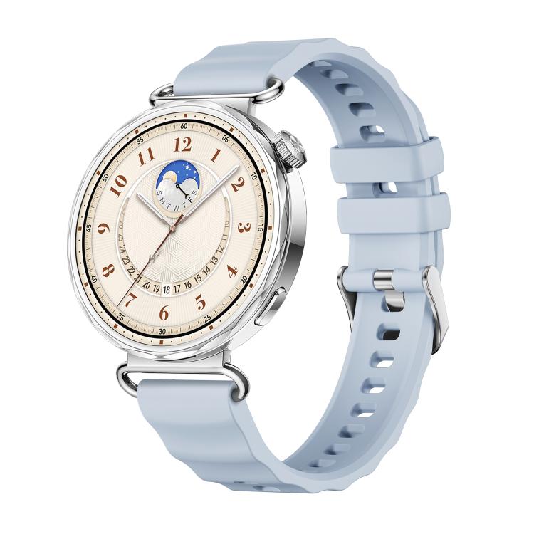 Cinturino in silicone tinta unita con fibbia a molla a sgancio rapido color argento e perno a molla., For Huawei Watch GT 6 41mm
