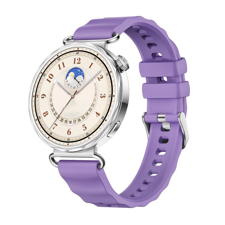 Cinturino in silicone tinta unita con fibbia a molla a sgancio rapido color argento e perno a molla., For Huawei Watch GT 6 41mm