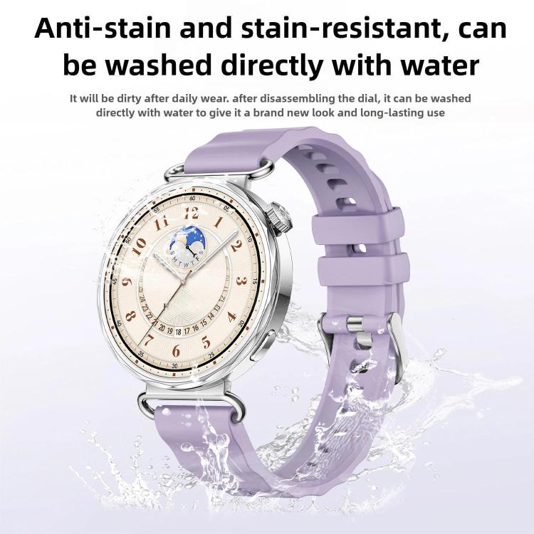 Cinturino in silicone tinta unita con fibbia a molla a sgancio rapido color argento e perno a molla., For Huawei Watch GT 6 41mm