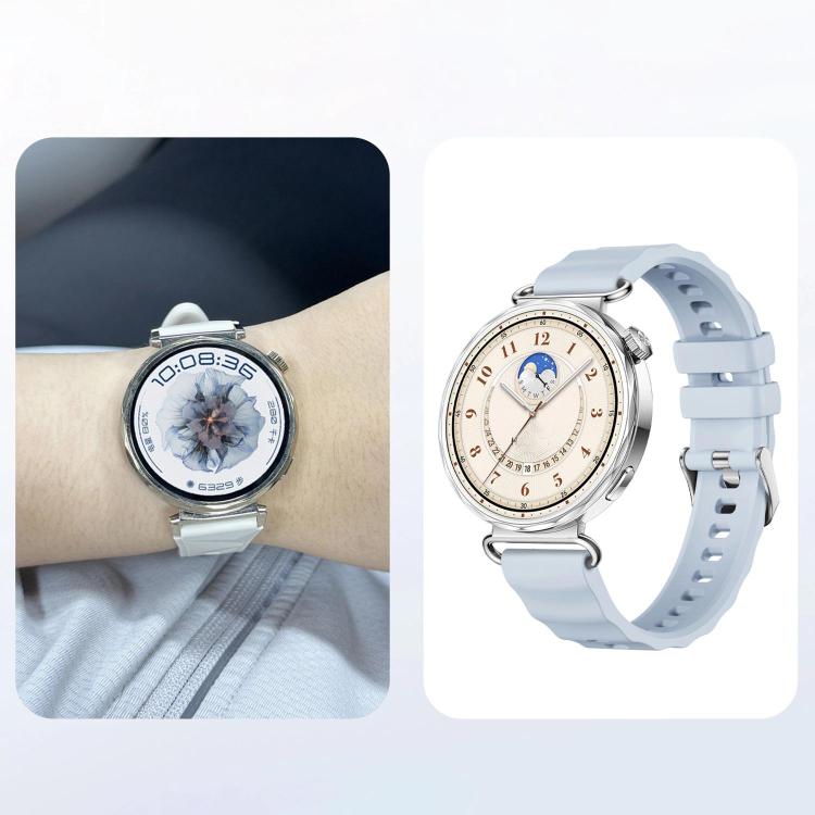 Cinturino in silicone tinta unita con fibbia a molla a sgancio rapido color argento e perno a molla., For Huawei Watch GT 6 41mm
