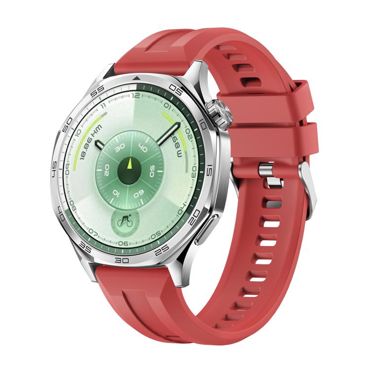 Cinturino per orologio in silicone con fibbia argentata a sgancio rapido., For Huawei Watch GT 6 46mm