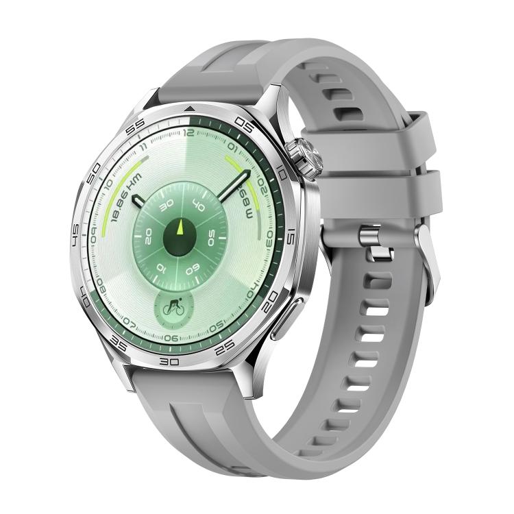Cinturino per orologio in silicone con fibbia argentata a sgancio rapido., For Huawei Watch GT 6 46mm