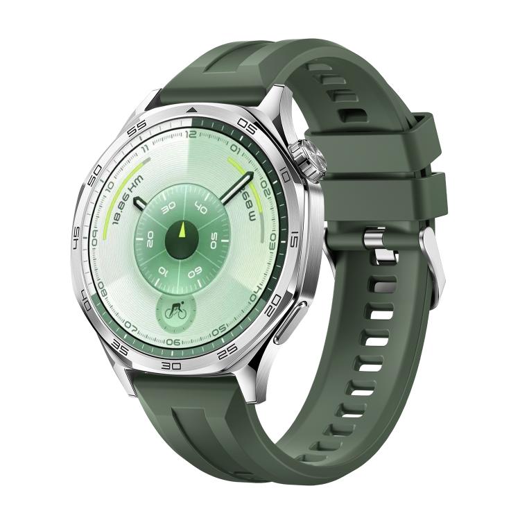 Cinturino per orologio in silicone con fibbia argentata a sgancio rapido., For Huawei Watch GT 6 46mm