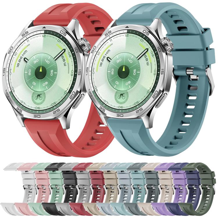 Cinturino per orologio in silicone con fibbia argentata a sgancio rapido., For Huawei Watch GT 6 46mm