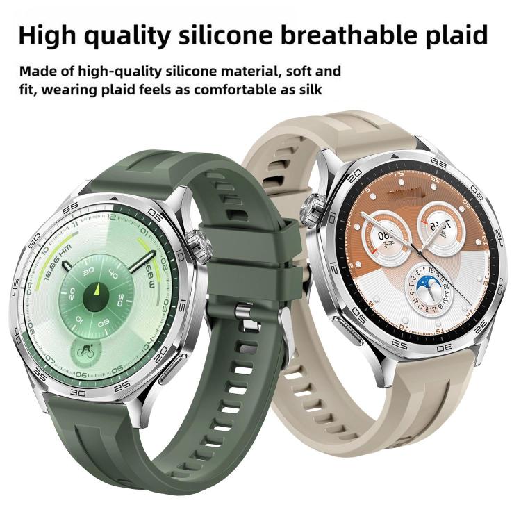 Cinturino per orologio in silicone con fibbia argentata a sgancio rapido., For Huawei Watch GT 6 46mm