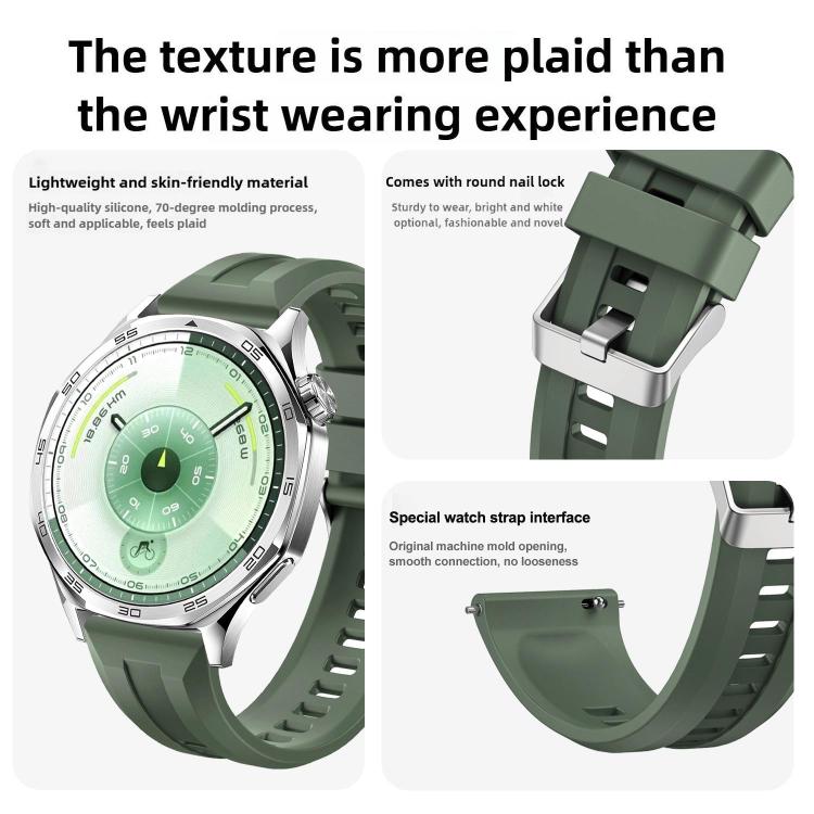 Cinturino per orologio in silicone con fibbia argentata a sgancio rapido., For Huawei Watch GT 6 46mm