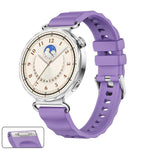 Cinturino in silicone tinta unita con fibbia a sgancio rapido a pulsante, colore argento., For Huawei Watch GT 6 41mm