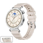 Cinturino in silicone tinta unita con fibbia a sgancio rapido a pulsante, colore argento., For Huawei Watch GT 6 41mm