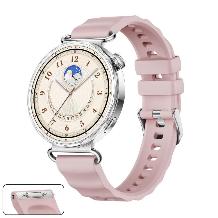 Cinturino in silicone tinta unita con fibbia a sgancio rapido a pulsante, colore argento., For Huawei Watch GT 6 41mm