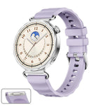 Cinturino in silicone tinta unita con fibbia a sgancio rapido a pulsante, colore argento., For Huawei Watch GT 6 41mm