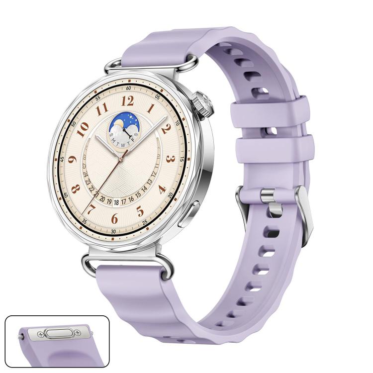 Cinturino in silicone tinta unita con fibbia a sgancio rapido a pulsante, colore argento., For Huawei Watch GT 6 41mm