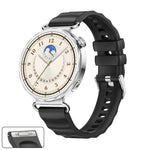 Cinturino in silicone tinta unita con fibbia a sgancio rapido a pulsante, colore argento., For Huawei Watch GT 6 41mm