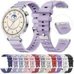 Cinturino in silicone tinta unita con fibbia a sgancio rapido a pulsante, colore argento., For Huawei Watch GT 6 41mm