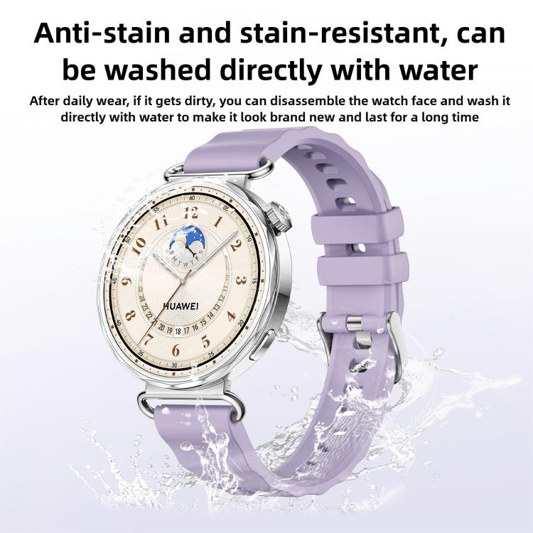 Cinturino in silicone tinta unita con fibbia a sgancio rapido a pulsante, colore argento., For Huawei Watch GT 6 41mm