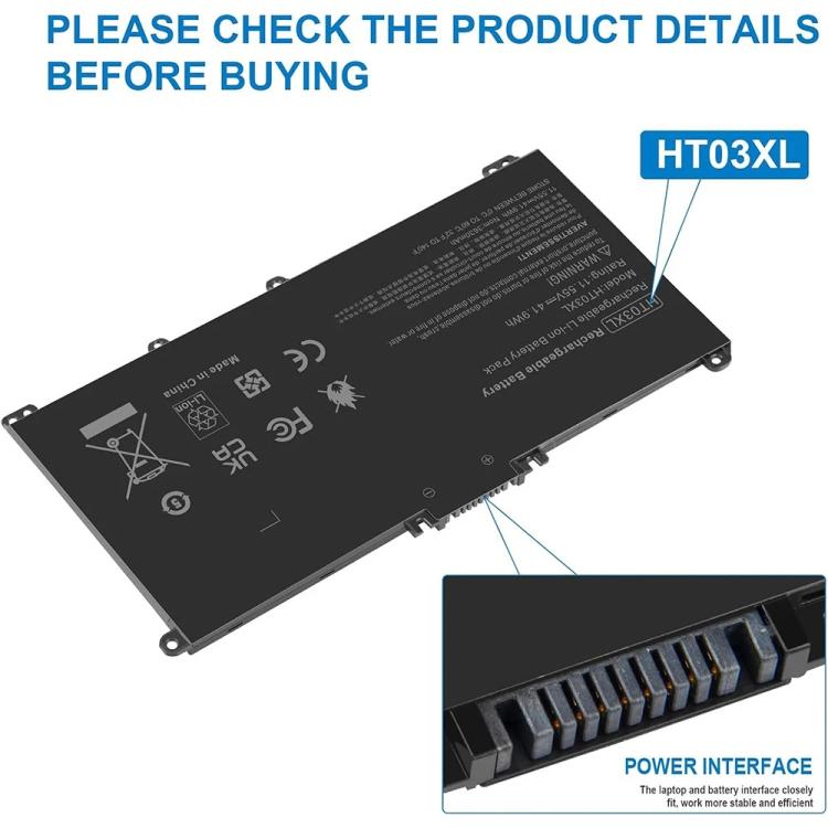 Batteria di ricambio per laptop HP Pavilion serie 14, 15, 17, 15-CS, 15-DA, 15-DB e 15-DW., HT03XL