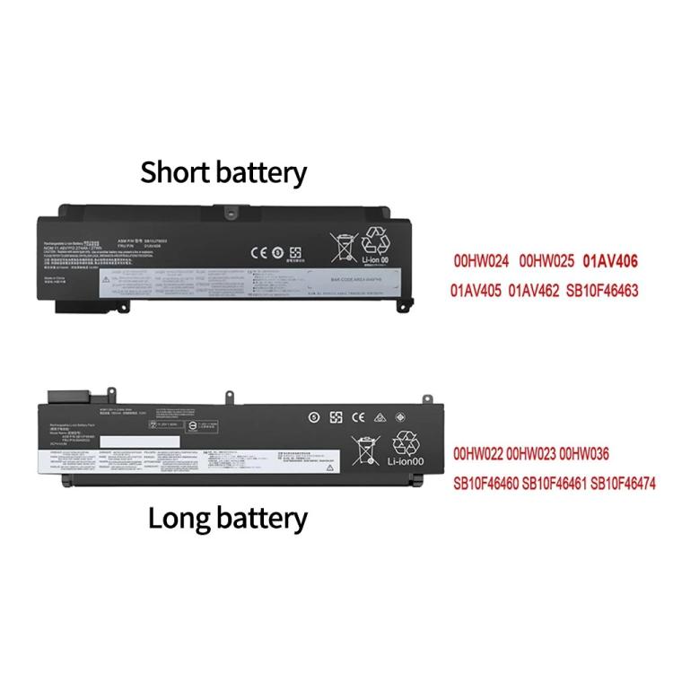 Batteria per laptop Lenovo 01AV405 Versione corta 00HW022 / Versione lunga T460S T470S T480S, 00HW022