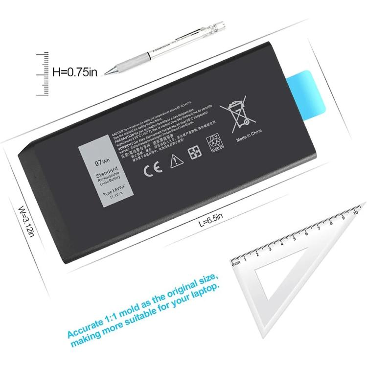 Batteria per laptop Dell Latitude 14 Rugged 5404 5414 E5404 Extreme 7404, X8VWF-97Wh