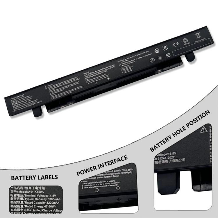 Batteria per Asus R510C X550C X550L X550J R510L X550CA, A41-X550A