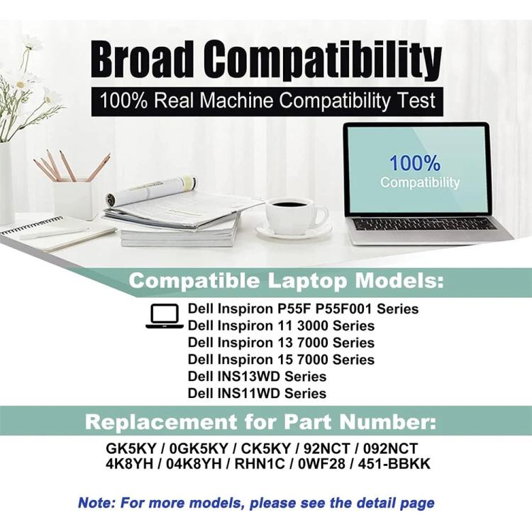 Batteria per laptop Dell Inspiron 11 serie 3000 3147 3148 3153, GK5KY 11.1V 43Wh