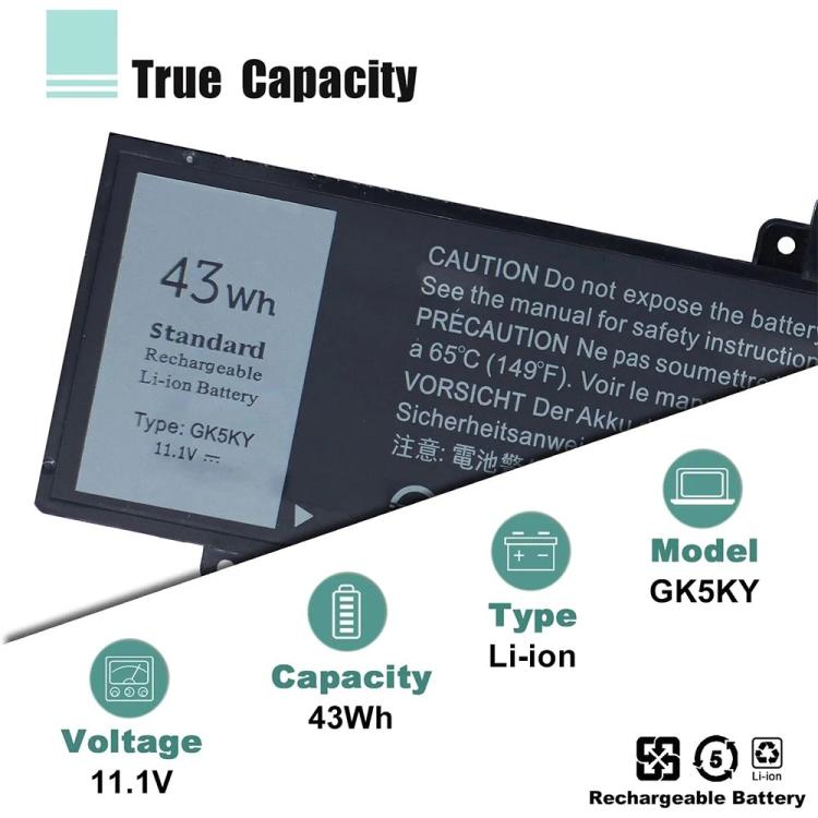 Batteria per laptop Dell Inspiron 11 serie 3000 3147 3148 3153, GK5KY 11.1V 43Wh