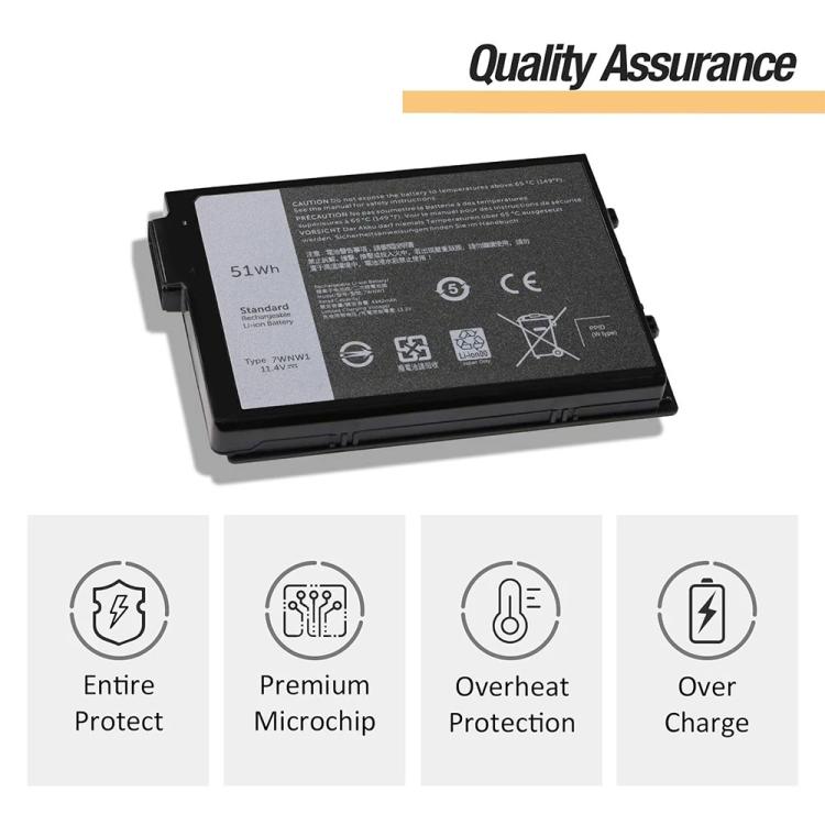 Batteria per laptop Dell Latitude 5424 5420 Rugged Latitude 7424 Rugged Extreme P137G, 7WNW1 11.4V 51Wh