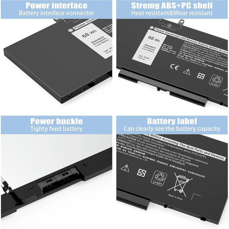 Batteria per laptop Dell Latitude 5401 5410 5411 5501 5510 5511 Precision 3541 3551, 3HWPP 15.2V 68Wh