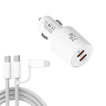 Caricabatterie da auto TE-P66 da 75 W con doppia porta Type-C e ricarica rapida, completo di cavo dati da Type-C a Type-C / 8 pin., TE-P66 with Cable