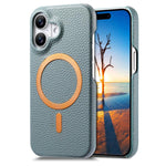 Cover posteriore per telefono in PU con texture litchi e MagSafe spazzolato., For iPhone 16, For iPhone 15 Pro Max, For iPhone 15 Pro