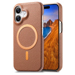 Cover posteriore per telefono in PU con texture litchi e MagSafe spazzolato., For iPhone 17 Pro Max, For iPhone 17 Pro, For iPhone 17