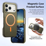 Cover posteriore per telefono in PU con texture litchi e MagSafe spazzolato., For iPhone 17 Pro Max, For iPhone 17 Pro, For iPhone 17