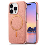 Cover posteriore per telefono in PU con texture litchi e MagSafe spazzolato., For iPhone 16 Pro Max, For iPhone 16 Pro, For iPhone 16 Plus