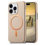 Cover posteriore per telefono in PU con texture litchi e MagSafe spazzolato., For iPhone 14, For iPhone 14 Pro, For iPhone 14 Pro Max