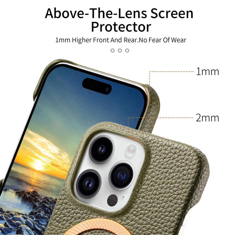 Cover posteriore per telefono in PU con texture litchi e MagSafe spazzolato., For iPhone 13 Pro Max, For iPhone 13 Pro, For iPhone 13