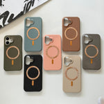 Cover posteriore per telefono in PU con texture litchi e MagSafe spazzolato., For iPhone 16 Pro Max, For iPhone 16 Pro, For iPhone 16 Plus