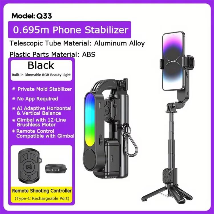 Mini treppiede selfie Q33 con telecomando e luce LED