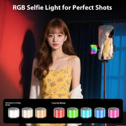 Asta selfie estensibile 1,9 m con luce RGB e treppiede
