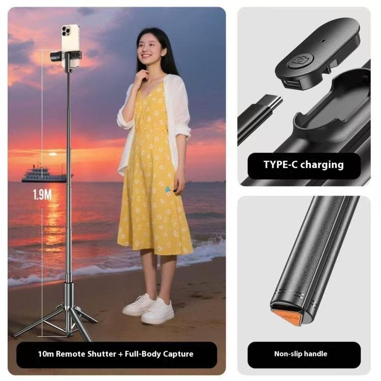 Asta selfie estensibile 1,9 m con luce RGB e treppiede
