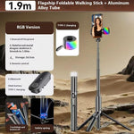 Asta selfie estensibile 1,9 m con luce RGB e treppiede
