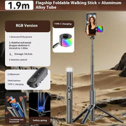 Asta selfie estensibile 1,9 m con luce RGB e treppiede