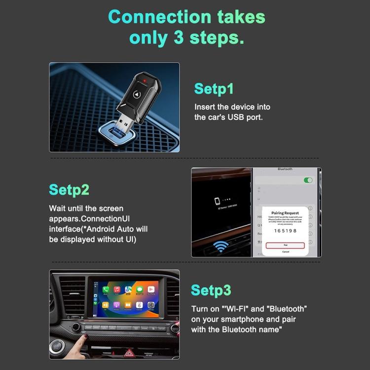 Adattatore wireless per auto 2 in 1 compatibile con M30 per aggiornamento CarPlay/Android Auto AI Box., M30