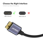 Cavo dati ENKAY 2 in 1 da USB 3.0 / Type-C a USB 3.0 Micro-B 5 Gbps per fotocamera e hard disk, 0.5m, 1m, 1.5m, 0.25m