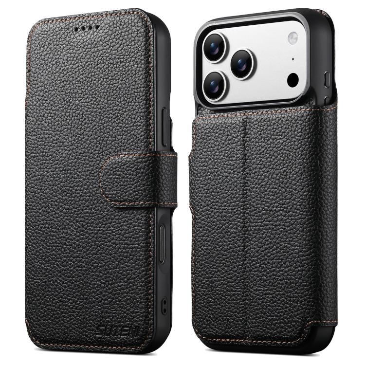 Suteni Q05 - Portafoglio multifunzione MagSafe in 1 - Custodia per telefono in pelle Big Litchi con motivo a litchi, For iPhone 18, For iPhone 18 Pro, For iPhone 18 Pro Max, For iPhone 17 Pro Max, For iPhone 17 Pro, For iPhone 17, For iPhone 16 Pro Max...