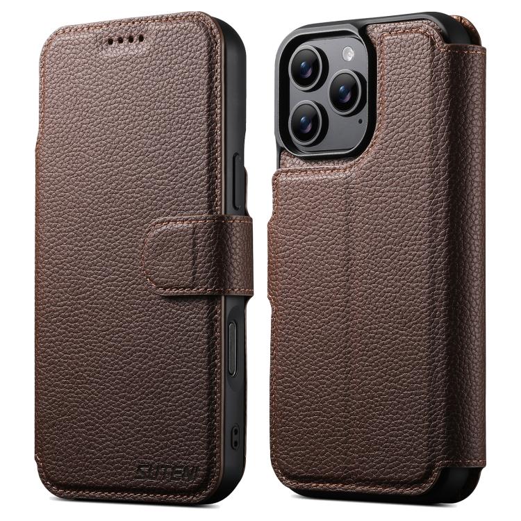 Suteni Q05 - Portafoglio multifunzione MagSafe in 1 - Custodia per telefono in pelle Big Litchi con motivo a litchi, For iPhone 18, For iPhone 18 Pro, For iPhone 18 Pro Max, For iPhone 17 Pro Max, For iPhone 17 Pro, For iPhone 17, For iPhone 16 Pro Max...