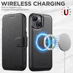 Suteni Q05 - Portafoglio multifunzione MagSafe in 1 - Custodia per telefono in pelle Big Litchi con motivo a litchi, For iPhone 14, For iPhone 14 Pro, For iPhone 14 Pro Max, For iPhone 13 Pro Max, For iPhone 13 Pro, For iPhone 13