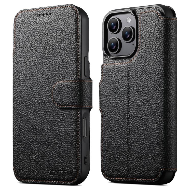 Suteni Q05 - Portafoglio multifunzione MagSafe in 1 - Custodia per telefono in pelle Big Litchi con motivo a litchi, For iPhone 14, For iPhone 14 Pro, For iPhone 14 Pro Max, For iPhone 13 Pro Max, For iPhone 13 Pro, For iPhone 13