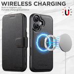 Suteni Q05 - Portafoglio multifunzione MagSafe in 1 - Custodia per telefono in pelle Big Litchi con motivo a litchi, For iPhone 18, For iPhone 18 Pro, For iPhone 18 Pro Max, For iPhone 17 Pro Max, For iPhone 17 Pro, For iPhone 17, For iPhone 16 Pro Max...