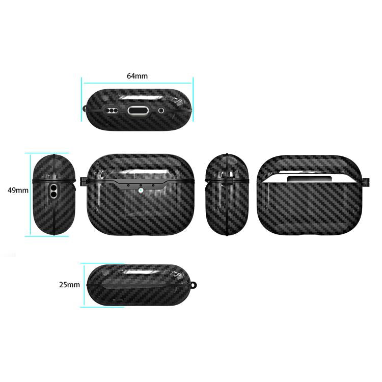 Cover protettiva per auricolari in TPU effetto fibra di carbonio, For AirPods Pro 3, For AirPods Pro 2