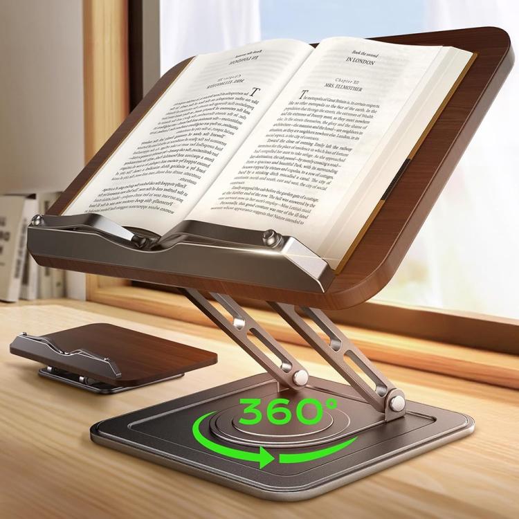 Supporto per laptop con pannello in legno RS-01, supporto da scrivania per libri, leggio girevole multifunzionale per la lettura., RS-01