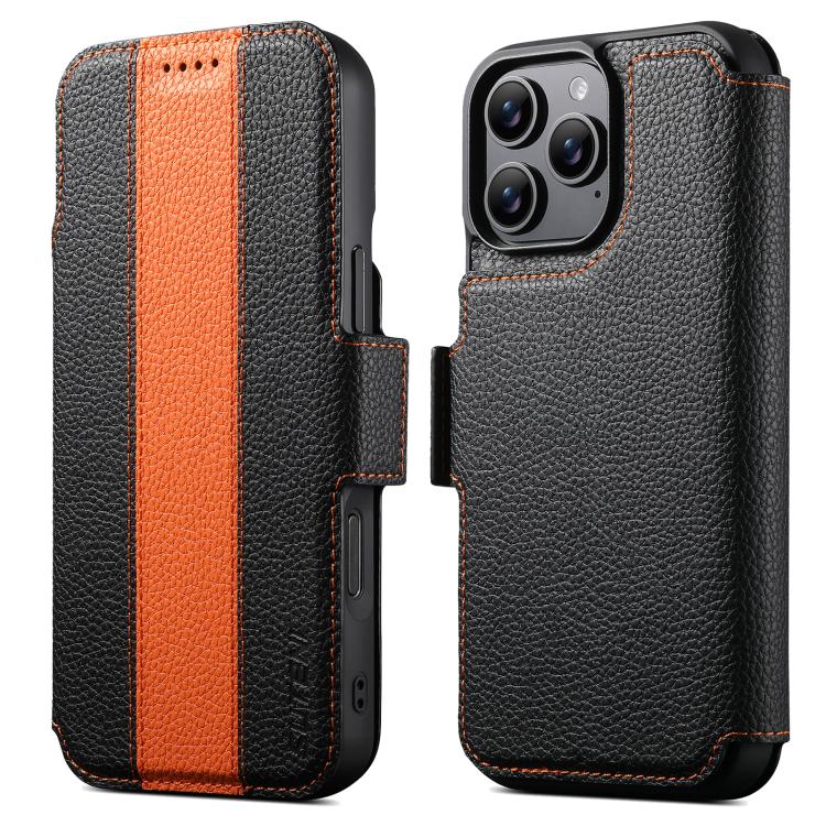 Custodia portafoglio magnetica in pelle vegana per iPhone 15 Pro