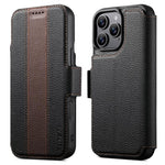 Custodia portafoglio magnetica in pelle vegana per iPhone 15 Pro